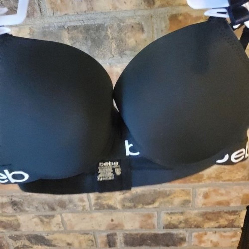 New bebe 2 padded pushup camo black pink bras - Picture 4 of 7